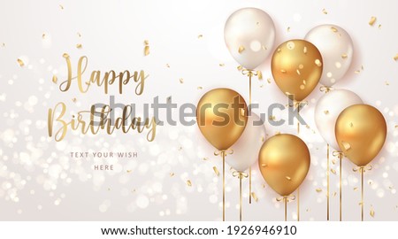 Elegant golden balloon Happy Birthday celebration card banner template Royalty-Free Stock Photo #1926946910