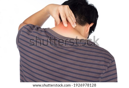 asian man neck muscle pain from office syndrome