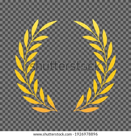 Vector gold award laurel wreath. Winner label, leaf symbol victory, triumph and success illustration.Eps 10. Royalty-Free Stock Photo #1926978896