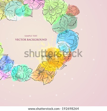 Abstract watercolor floral design background