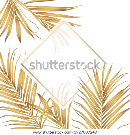 Tropical palm leaves card template. Elegant decorative floral frame. Good for sales, design of postcards, packaging, covers, cases and other surfaces.