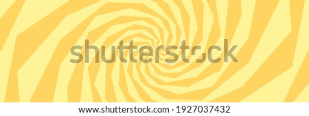 Vector abstract illustration of swirl, vortex pattern. Trendy background in op art style, optical illusion. Long horizontal banner.