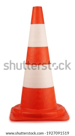 Traffic cone orange white pylon isolated on white background Royalty-Free Stock Photo #1927091519