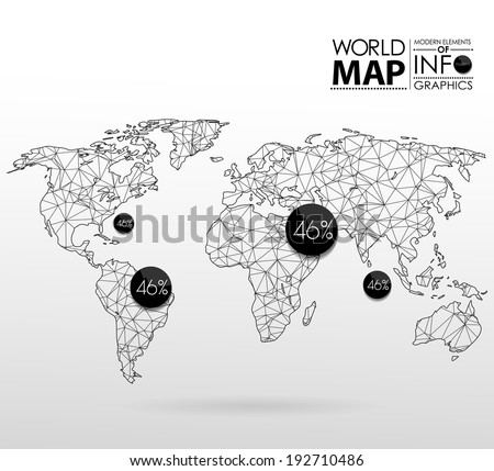 World map background in polygonal style. Modern elements of info graphics. World Map