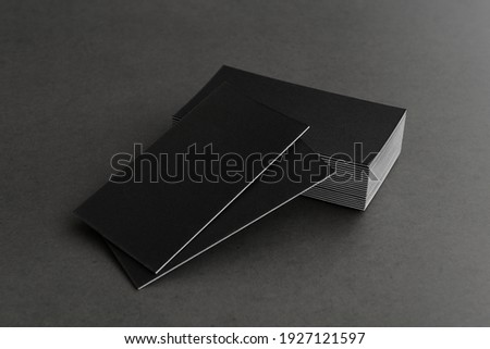 Business cards blank. Mockup on black background.  Copy space for text.
