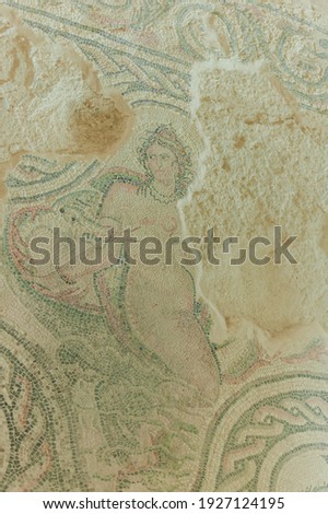 Mosaim a Roman villa in Salar , Granada , spain. Displays venus star of red, yellow, white and black tiles