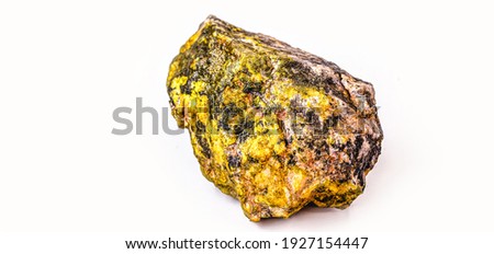 Uranium, a chemical element with a U symbol and an atomic mass equal to 238 u, has an atomic number 92 Royalty-Free Stock Photo #1927154447
