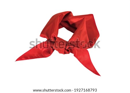 Silk scarf or red tie isolate on white background close-up. Royalty-Free Stock Photo #1927168793