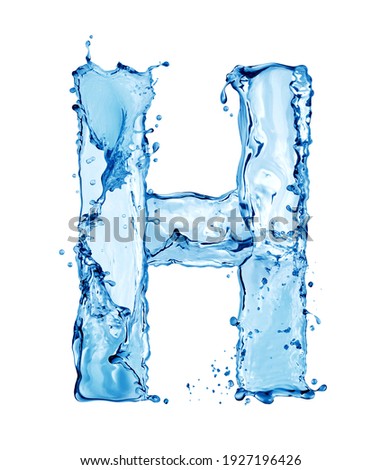 Latin letter H made of water splashes, isolated on a white background
