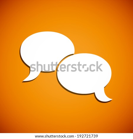 summer orange and white speech bubble icon with shadow background (vector) 