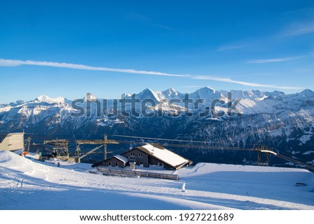 A view of the Swiss Alps and Niederhorn Ski resort.