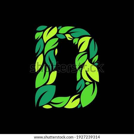 D letter ecology logo from a green leaves. Font style, vector design template elements for your application or corporate identity. - Vector