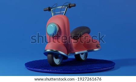  scooter 3d icon 4k resolution with hair particles in the rug.