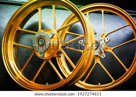 Mag wheel of modern motorcycle.