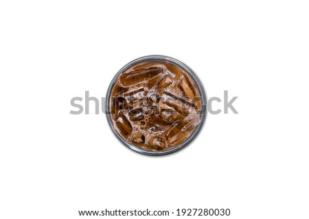 isolate glass of ice coffee with milk on white background