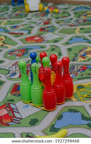 colorful toy pins in the playroom