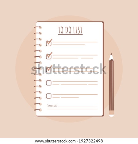 To do list on the table. Planning and organization of work. Vector illustration in flat cartoon style. Royalty-Free Stock Photo #1927322498