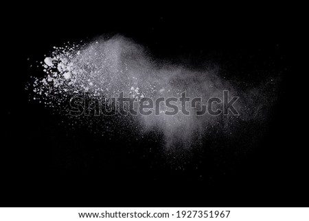Abstract design of white powder cloud splash isolated on black background Royalty-Free Stock Photo #1927351967