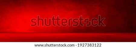 Red concrete wall and floor with light and shadow backgrounds, use for product display for presentation and cover banner design. Royalty-Free Stock Photo #1927383122