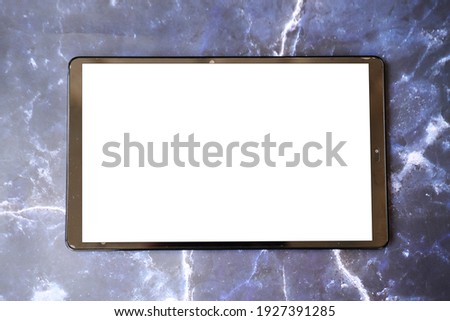 tablet on table background and white scene