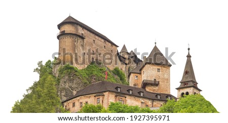 Orava Castle (Slovakia) isolated on white background