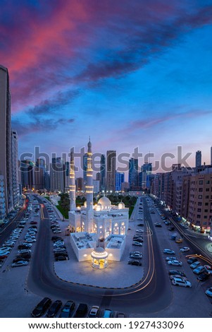 SHARJAH NEW MOSQUE  ghanim mosque is  famous mosque in sharjah al majaz 3 Royalty-Free Stock Photo #1927433096
