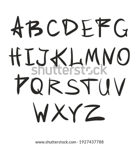 Alphabet in English. Hand drawn typeface. Letters handwritten in modern style for logo design, poster, print. Alphabetical signature for each letter of the alphabet - Vector illustration