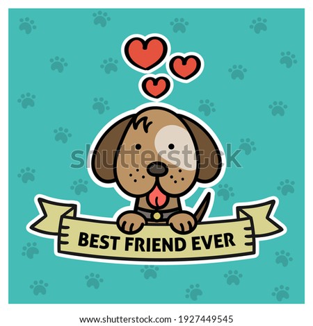 Cute Doggy Best Friend Ever With Footprints Background