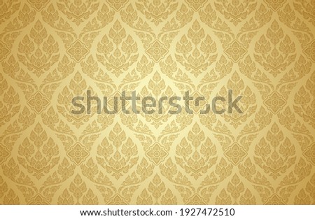 Thai art and asian style luxury banner gold background pattern decoration for printing, flyers, poster, web, banner, brochure and card concept vector illustration Royalty-Free Stock Photo #1927472510