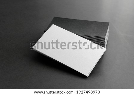 Business cards blank. Mockup on black background.  Copy space for text.