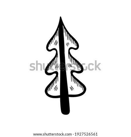 Set of doodle forest camping design elements. Hand drawn vector illustration, isolated on white background. Set of tourism equipment, engraved  in sketch.