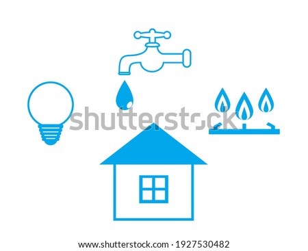 Vector illustration of water, gas, and electricity. Illustrations related to living.