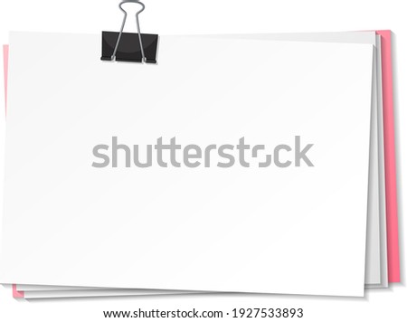Blank papers and binder clip template illustration