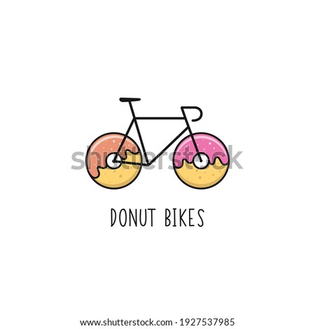 Bicycle with Donuts creative Donuts shop cafe restaurant logo design concept. Vector illustration