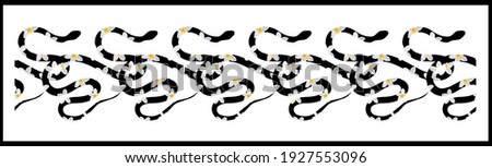Seamless border with snakes. The border is serpentine. A repeating pattern. Cobra, anaconda and boa constrictor.