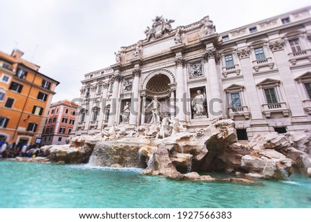 The Trevi Fountain (in Italian: Fontana di Trevi), a fountain in the Trevi district in Rome, Italy, Baroque fountain, with a crowd of tourists around Royalty-Free Stock Photo #1927566383