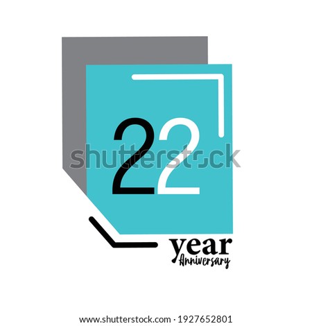 22 Year Anniversary Vector Template Design Illustration Blue Box Elegant White Background