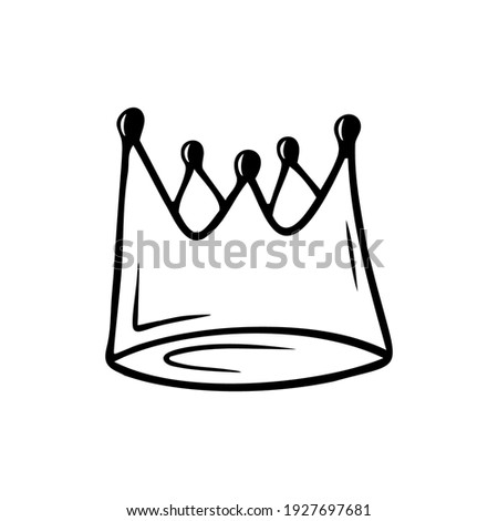 Hand drawn crown isolated on a white background. Doodle, simple outline illustration. It can be used for decoration of textile, paper.
