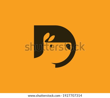 Initial D Letter Logo with head dog, minimalist letter logo template design, head dog logo vector Royalty-Free Stock Photo #1927707314