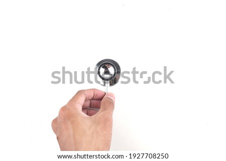 Selective focus image people holding stethoscope on a white background.Medical concept