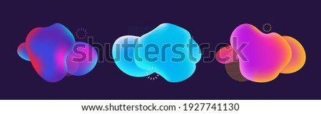 Modern fluid dynamic blobs bubble. Gradient colorful liquid free minimal geometrical shape. Trendy blotch design, decorative aqua bubble with copy space collection, vector isolated backgrounds set