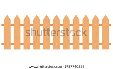 Orange wooden fence isolated on white background with parallel plank old. Vector illustration Royalty-Free Stock Photo #1927760255