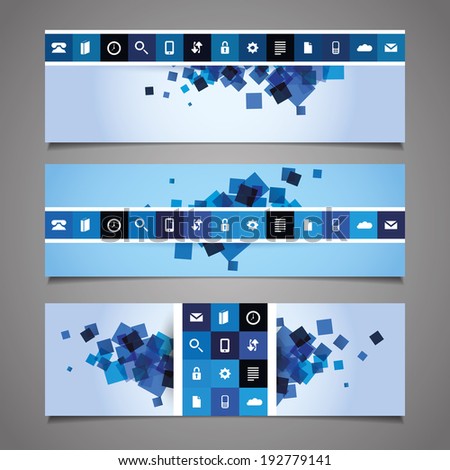 Web Design Elements - Blue Abstract Header Design with Tiles