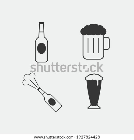 alcohol vector icon beer bottle and cup icon