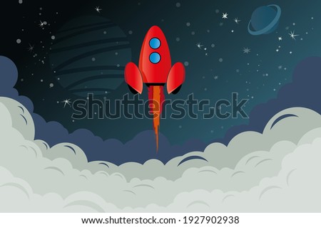 Galaxy space ship rocket, creative idea, vector