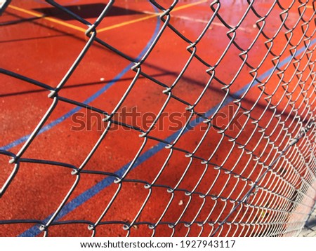 Basketball court in the off-season in winter
