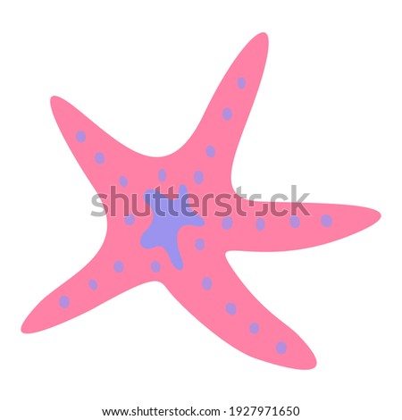 Vector illustration of a starfish. Cute hand drawing a starfish in flat style. Nautical illustration