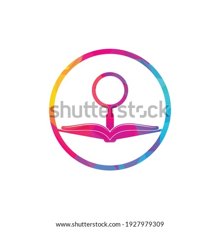 Book Search Logo Template Design Vector. Find book logo design template. Book icon with magnifying glass combination