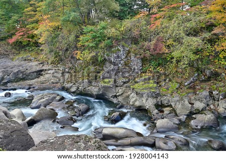 Scenery of the dynamic flow of Genbikei Gorge at Ichinoseki, Iwate 