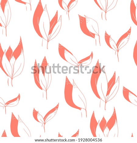 vector seamless pattern orange leaves with shadow on a orange background. For textiles, fabrics, paper, wallpaper, nursery, stationery 